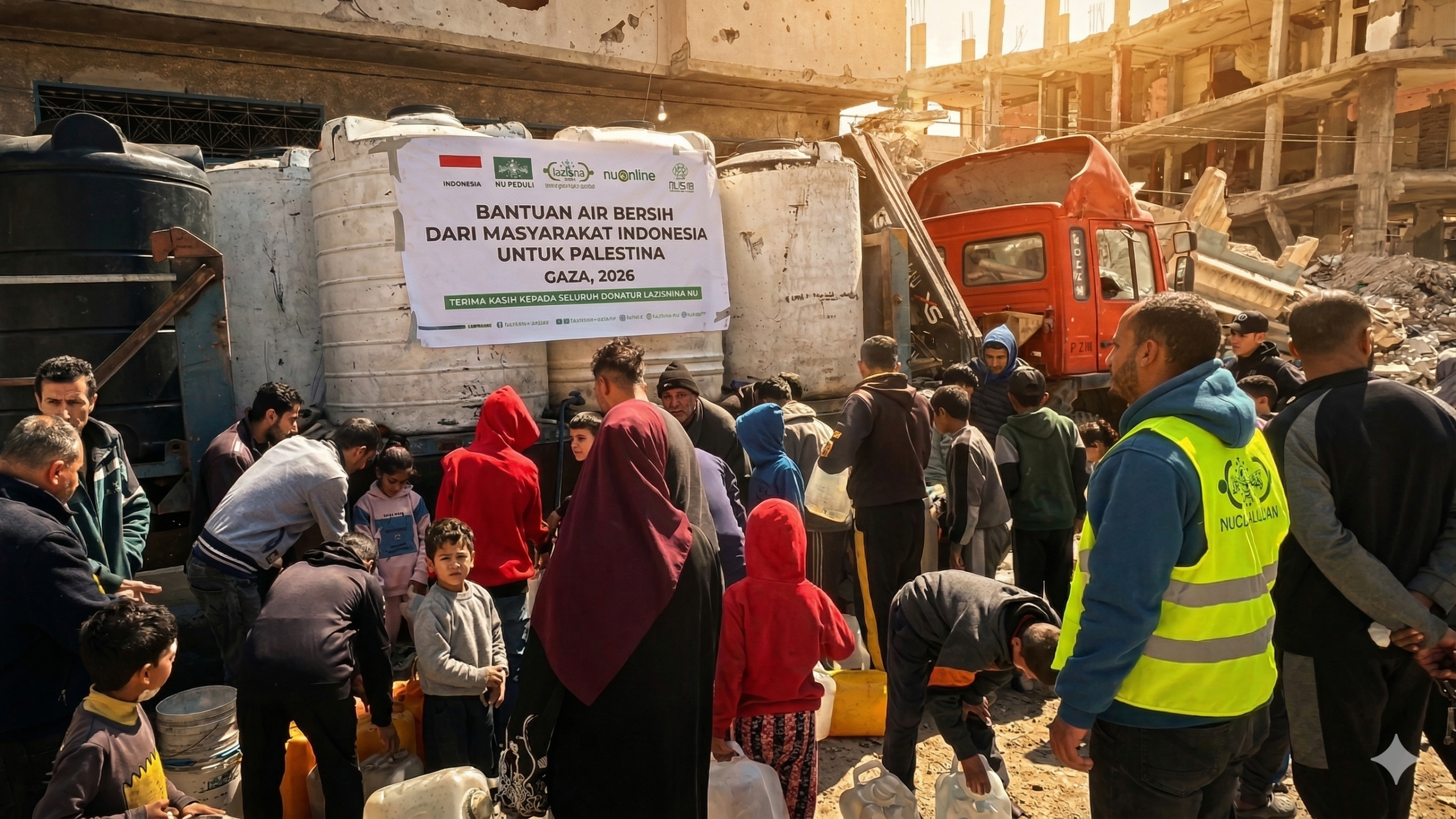 LAZISNU Kirim Ribuan Paket Bantuan Lebaran dan Air Bersih ke Gaza