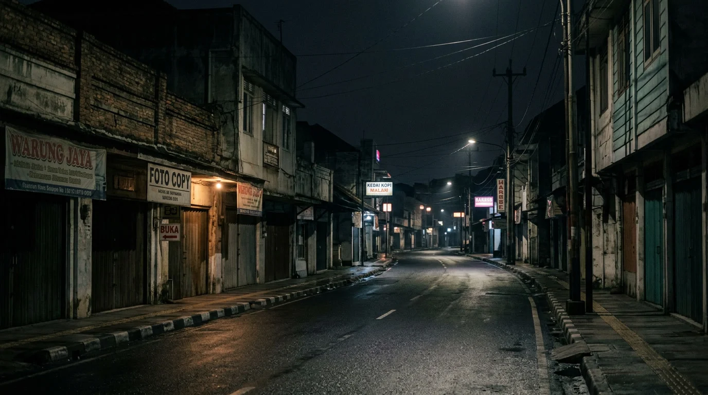 Suasana jalan di tengah malam